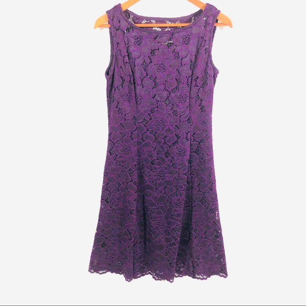 Liz Claiborne Purple floral eyelet dress Size 6